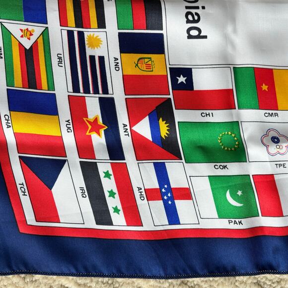 2024 Olympics silk scarf large colorful square Games of the 24th Olympiad flags - Picture 4 of 8